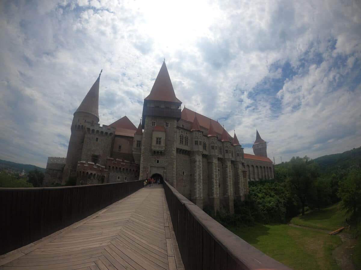 Front view of the Corvin's Castle