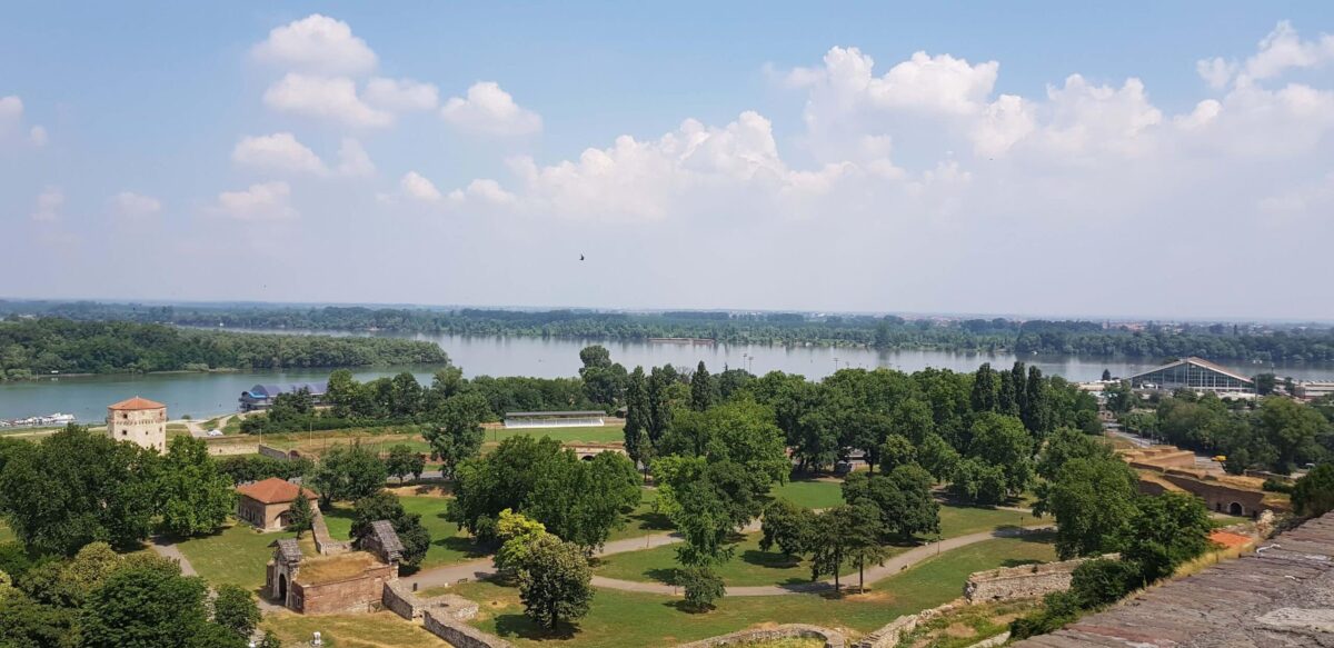 where the Sava river meets the Danube in Belgrade, Serbia