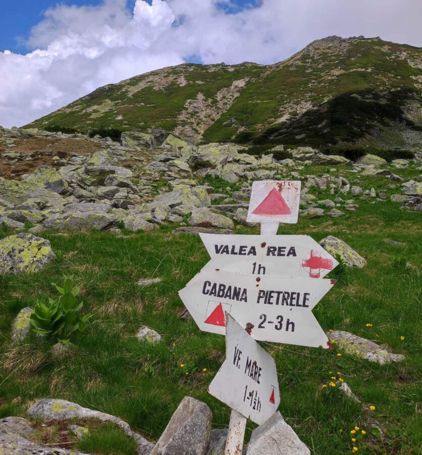 Signs in the Gales Lake in the Retezat National Park