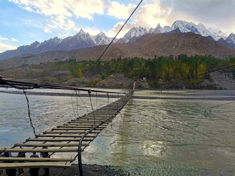 Hussaini Suspension Bridge in Hunza Valley, Pakistan