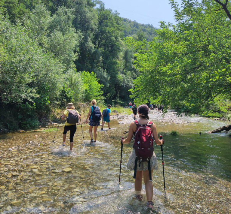 Hiking through the river Gradac in Serbia