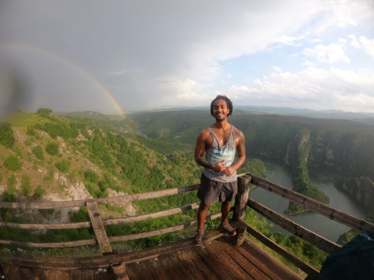 Man hiking in Uvac, Serbia