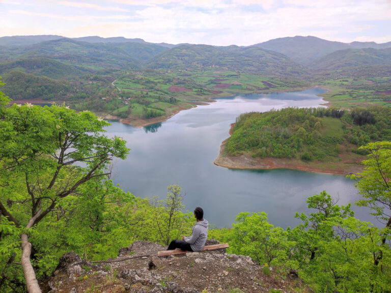 Man at the top of a hill in the Povlen area in Serbia