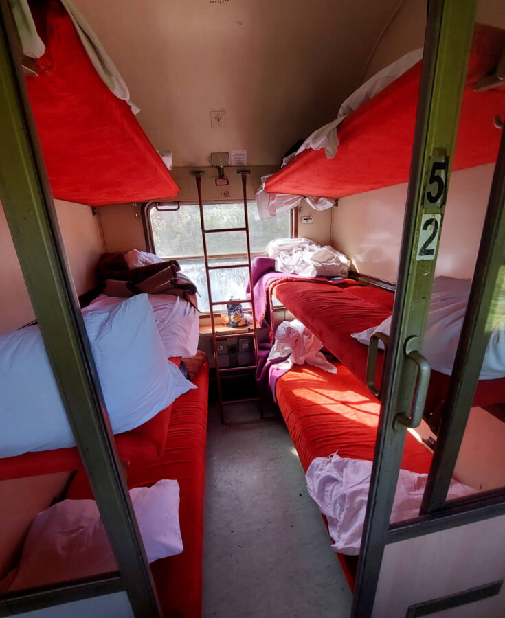 Cabin inside a train from Belgrade to Bar