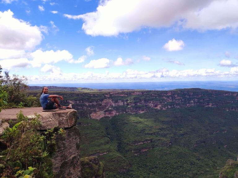 Fumaca Waterfall viewpoint from the top in Chapada Diamantina National Park, Bahia, Brazil