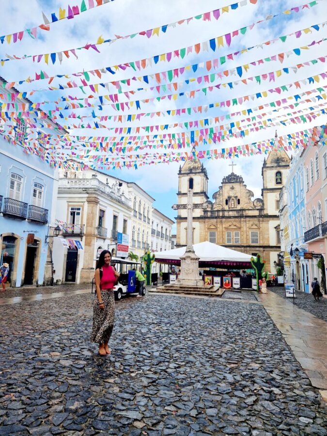 woman standing in Pelourinho neighbourhood in Salvador, Bahia, Brazil