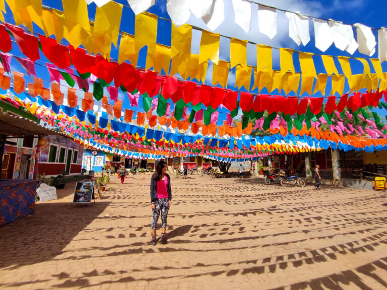 woman on the main square in vale do capao