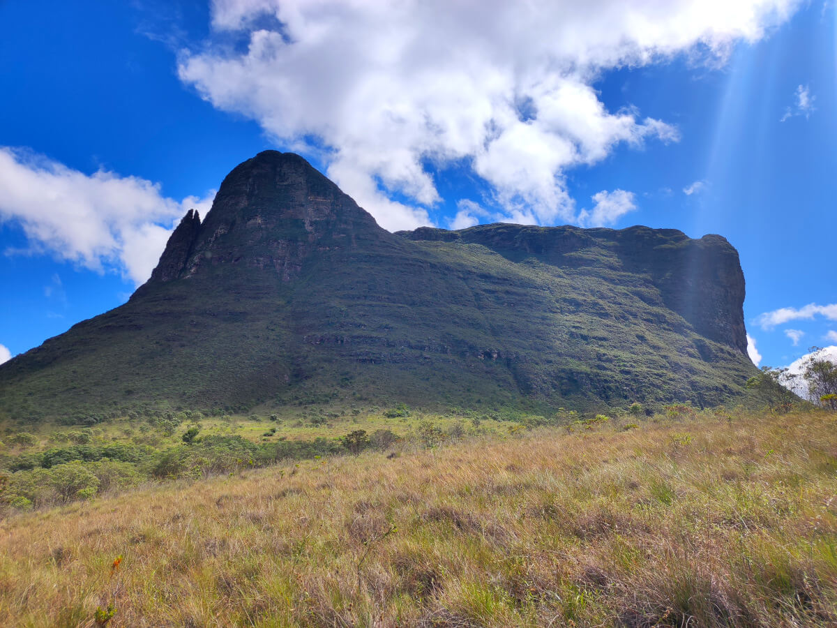 View of the Morrao hill from the aguas claras waterfall