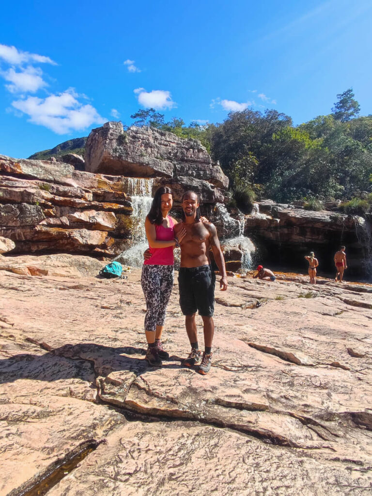 Couple at the Rio Preto waterfall