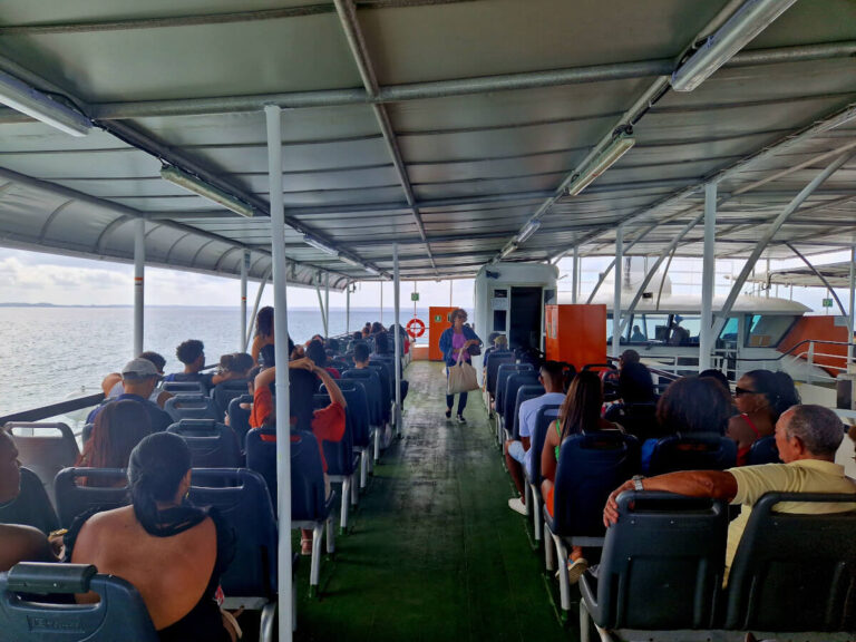 inside a ferry boat from Salvador to Itaparica