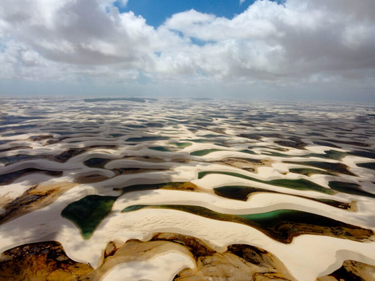 View from the sky of the Lencois Maranhenses National Park