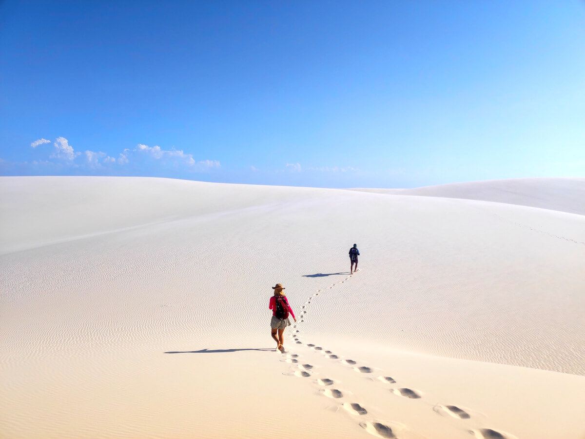 People hiking from Bonzinho to Baixa Grande in the Lencois Maranhenses National Park