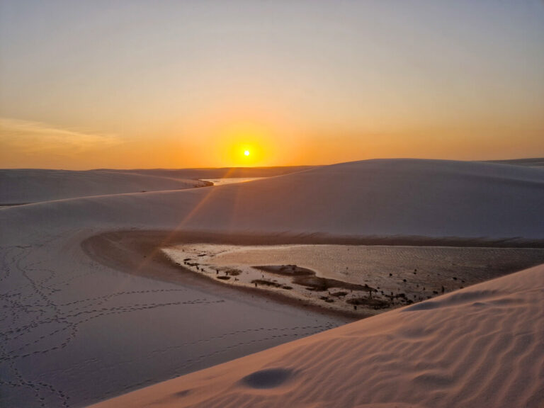 Sunset in the Lencois Maranhenses National Park in Brazil