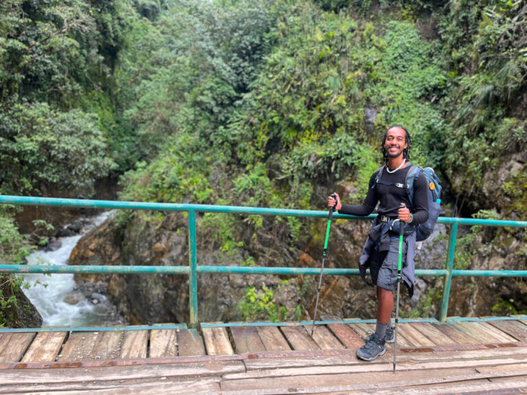 Man hiking from Collpapampa to Llactapata on the Salkantay trek without a guide