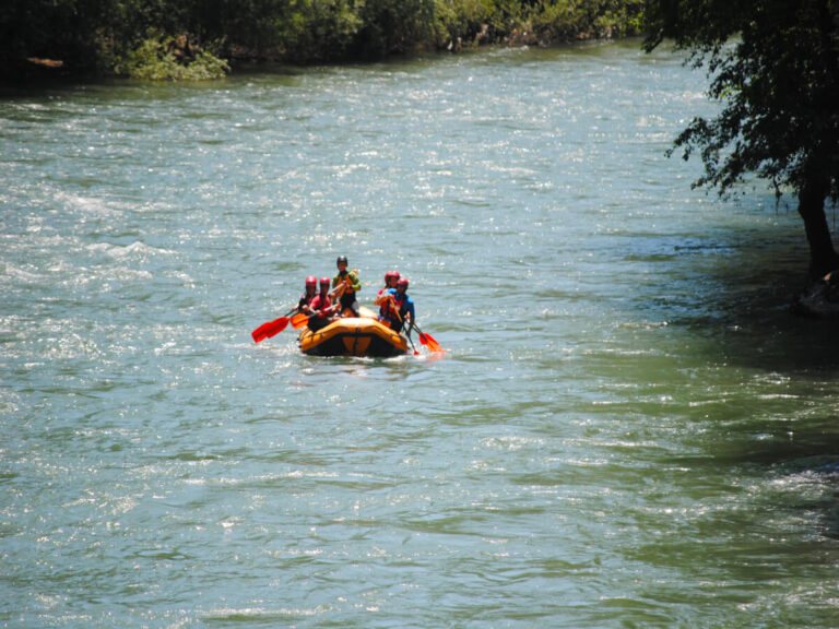 People rafting in Serbia, in the Lim River