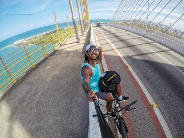 Man cycling in Natal, Rio Grande do Norte