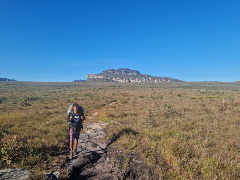 Man hiking on Vale do Pati, in Chapada Diamantina