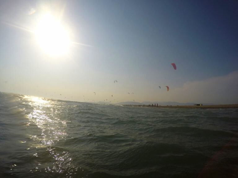 Kitesurfers in Ada Bojana, Montenegro