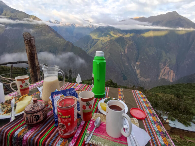 Breakfast with a view in Marampata, Peru