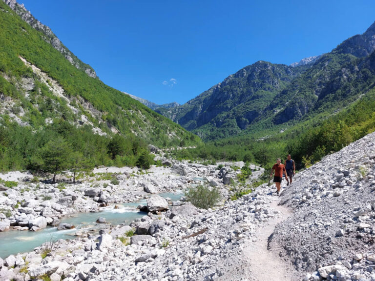 Hiking trail on Theth National Park, in Albania