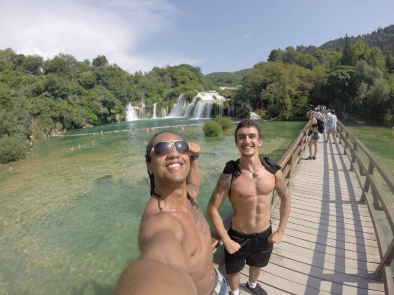 Two guys exploring the Krka National Park in Croatia