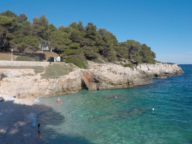 Beach near the Anton Nino Bulic Monument, near Pula in Croatia