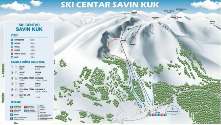 Map of the Savin Kuk Ski Center