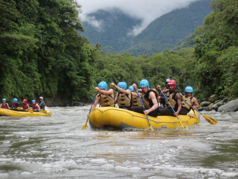 People rafting in Banos, Ecuador. Part of a 3-week Ecuador itineary