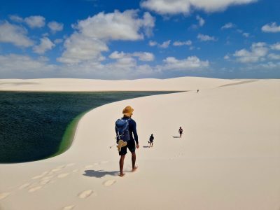 People hiking on Lencois Maranhenses National Park